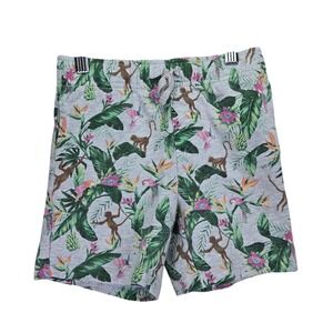 Janie and Jack Tropical Jungle Boys Shorts 6‎ Gray Monkey Floral Print Tropical